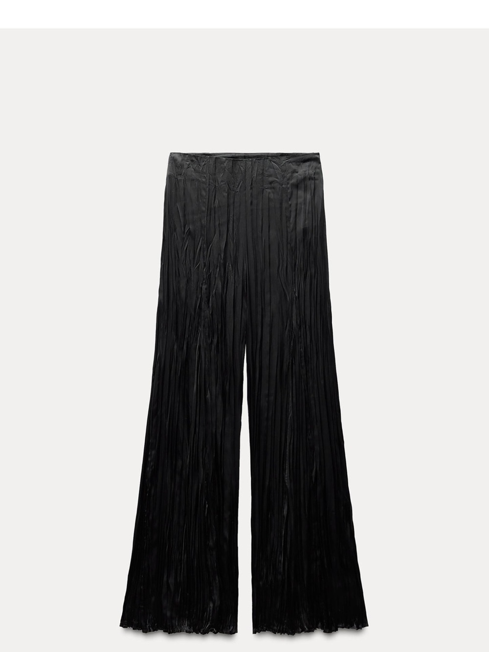 Zara satin Wide-Leg Pleated Black Palazzo Pants